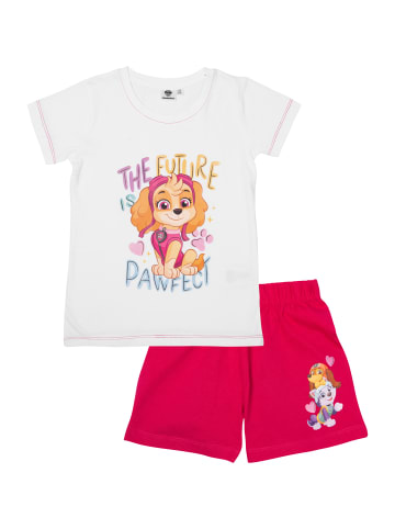 United Labels Paw Patrol Schlafanzug Pyjama Set Kurzarm in weiß/pink