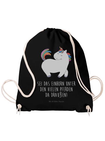 Mr. & Mrs. Panda Sportbeutel Einhorn Stolzieren mit Spruch in Schwarz
