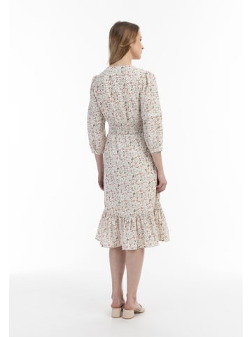Usha Damen Midikleid Mit Blumenprint in Wollweiss Mehrfarbig
