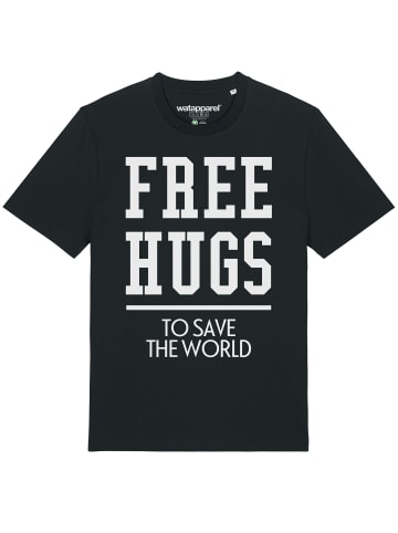 wat? Apparel T-Shirt Free hugs to save the world in Schwarz