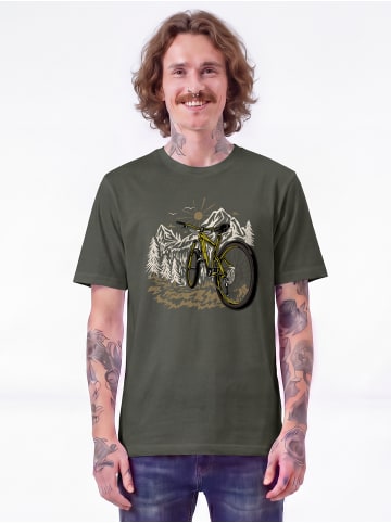 wat? Apparel T-Shirt Mountainbike und Berge in Khaki