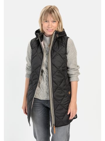 Camel Active Lange Weste mit Kapuze aus recyceltem Polyester in Schwarz