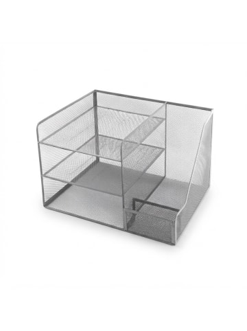 relaxdays Schreibtisch Organizer in Silber – (B)37 x (H)23,5 x (T)30,5 cm