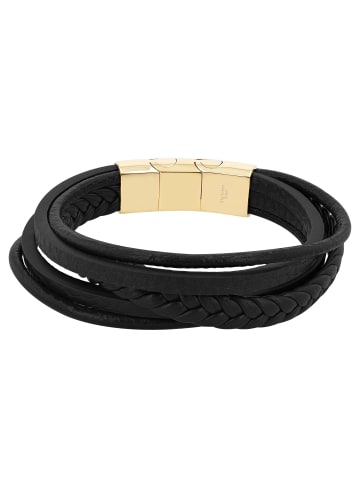 Adeliás Herren Armband – Lederarmband aus Leder 21 cm in schwarz