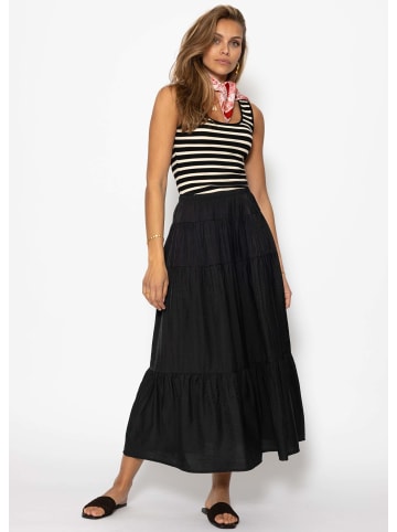 SASSYCLASSY Glänzender Maxi Volantrock in Schwarz