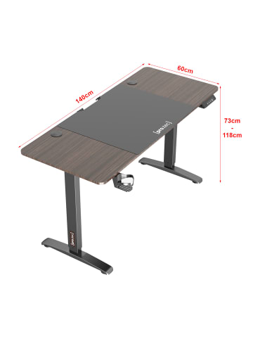 pro.tec Schreibtisch Salinas in Braun (L)140cm (B)60cm (H)118cm (A)26.9kg