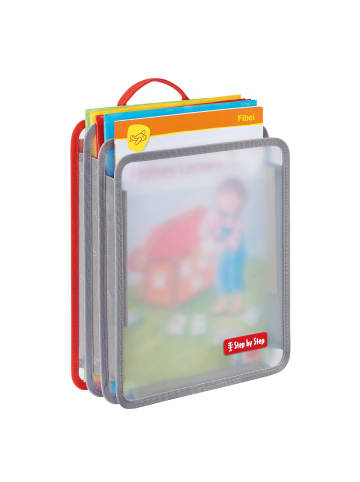 Step by Step Faltbare Heftbox Transparent in Grau/Rot