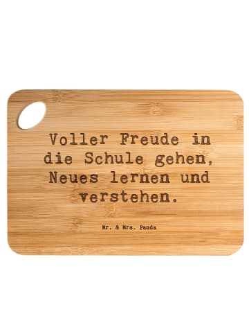 Mr. & Mrs. Panda Schneidebrett Spruch Schulanfang Freude mit Spruch in Braun