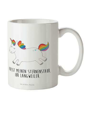 Mr. & Mrs. Panda Becher Einhorn Happy mit Spruch in Weiß