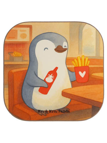 Mr. & Mrs. Panda Untersetzer Pinguin Pommes Design ohne Spruch in Weiß