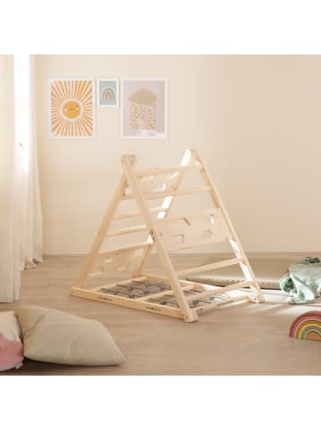 roba Kletterdreieck Holz, mit Seil & Sprossen, Natur/Grau, ab 24 Monaten