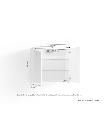 byLiving Spiegelschrank SPREE in anthrazit - B 70, H 60, T 20 cm