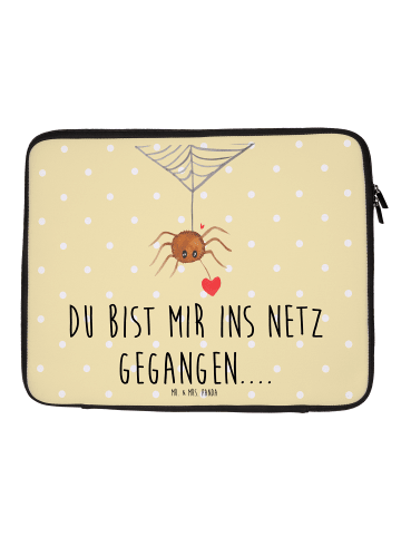 Mr. & Mrs. Panda Hülle Laptop Spinne Agathe Liebe mit Spruch in Gelb Pastell
