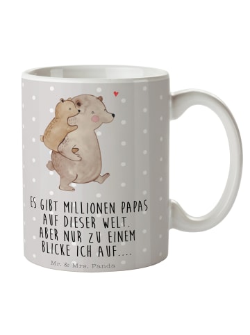 Mr. & Mrs. Panda Porzellantasse Papa Bär mit Spruch in Grau Pastell