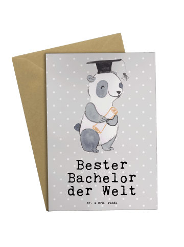 Mr. & Mrs. Panda Beileidskarte Panda Bester Bachelor der Welt mi... in Grau Pastell