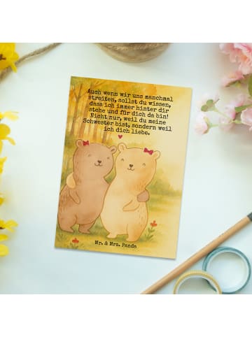 Mr. & Mrs. Panda Postkarte Bären Schwestern Design mit Spruch in Weiß
