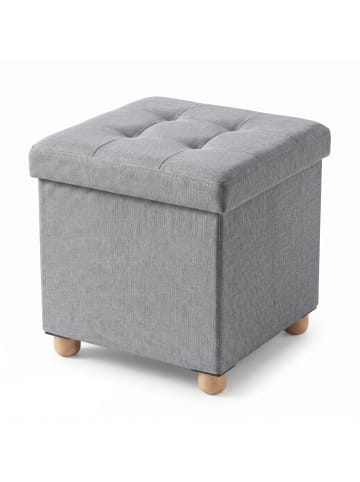 SCENA LIVING Pouf mit Stauraum auf hölzernen Beinen in Grau, (B) 38 x (H) 38 x (L) 38 cm