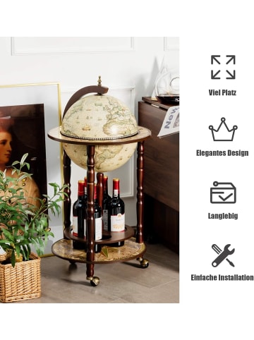 COSTWAY Globusbar Barwagen mit Rollen in Beige