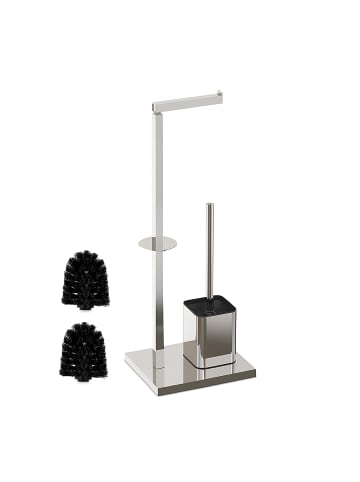 relaxdays WC Garnitur in Silber - (B)20 x (H)67,5 x (T)15,5 cm