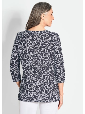 GOLDNER Kurzgröße:  Bluse mit Muster, Halbarm in schwarz / gemustert