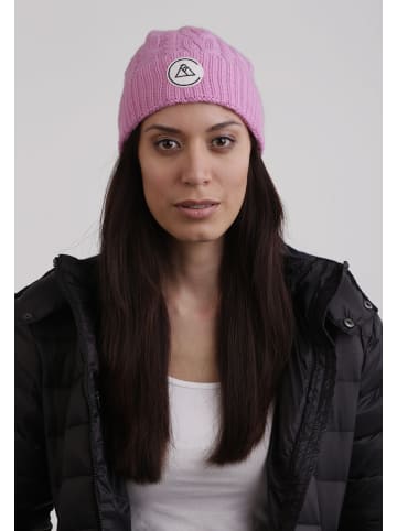 CASH-MERE.CH Zopfmuster Mütze in Nelkenrot