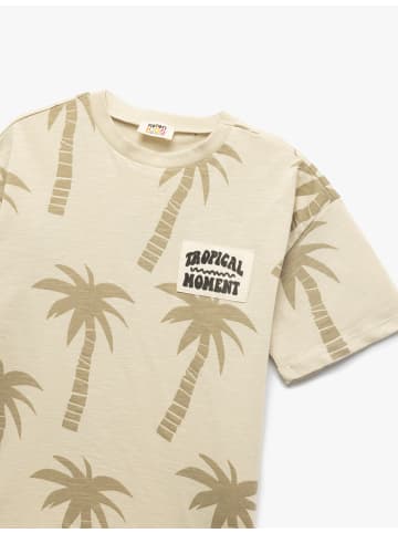 KOTON T-shirt in Kamelfeder Gemustert