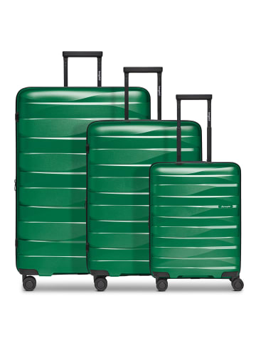 Bergpfeil Travel 4-Rollen Kofferset 3-tlg. mit Dehnfalte in emerald green metallic