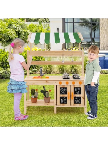 COSTWAY Matschküche Kinder Outdoor in Hellbraun