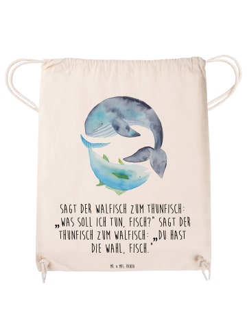 Mr. & Mrs. Panda Jutebeutel Walfisch Thunfisch mit Spruch in Creme