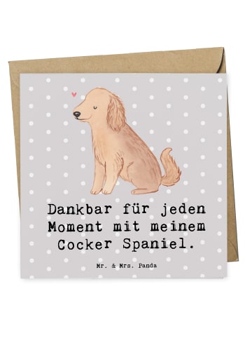 Mr. & Mrs. Panda Grußkarte Blümchener Spaniel Moment mit Spruch in Grau Pastell