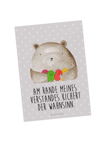 Mr. & Mrs. Panda Postkarte Bär Gefühl mit Spruch in Grau Pastell
