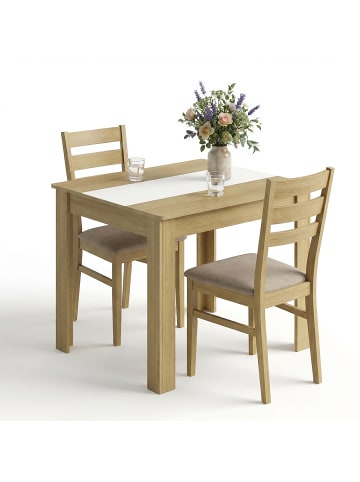 VCM Esstisch Küchentisch B. 80 x T. 50 cm Disalo in Honig-Eiche / Weiß