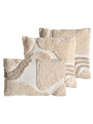 Beliani 3er-Set Dekokissen ALSTONIA in Beige/Weiß