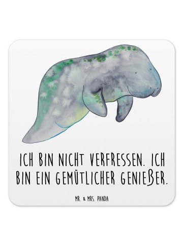 Mr. & Mrs. Panda Bierdeckel Seekuh Chillen mit Spruch in Weiß