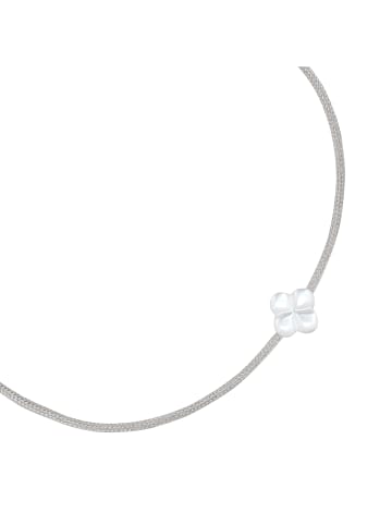 Glanzstücke München Armband Kleeblatt aus Edelstahl mit Perlmutt in weiß
