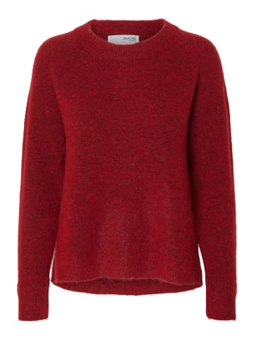 SELECTED FEMME Strick Pullover SLFLULU Wollpullover Rundhals Sweater in Bordeaux