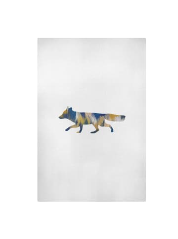 WALLART Leinwandbild - Fuchs in Blau und Gelb in Grau