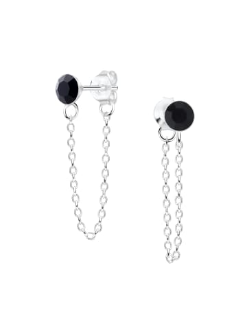 Alexander York Ohrstecker 4 mm KRISTALL schwarz mit Kette in 925 Sterling Silber, 2-tlg. in black