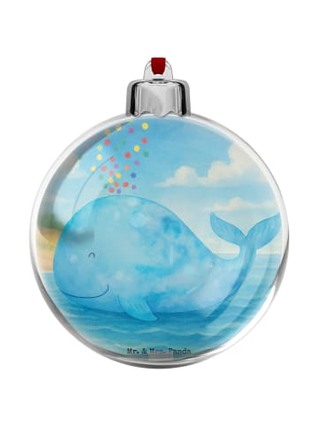 Mr. & Mrs. Panda Weihnachtskugel Wal Konfetti Design ohne Spruch in Weiß