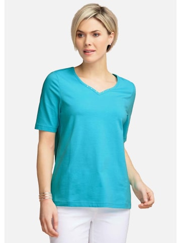 GOLDNER T-Shirt Halbarm Basic-Shirt aus Baumwolle in türkis
