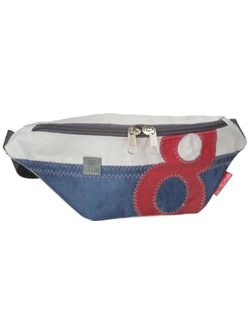 360 grad Gürteltasche Knoten in Weiß/Blau mit roter Zahl