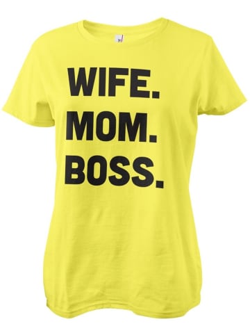 Hybris Shirt "Wife - Mom - Boss Girly Tee" in Gelb