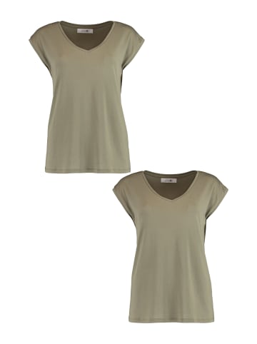 Hailys T-Shirt 2er-Set V-Ausschnitt Kurzarm Basic Sommer Shirt in Braun-2