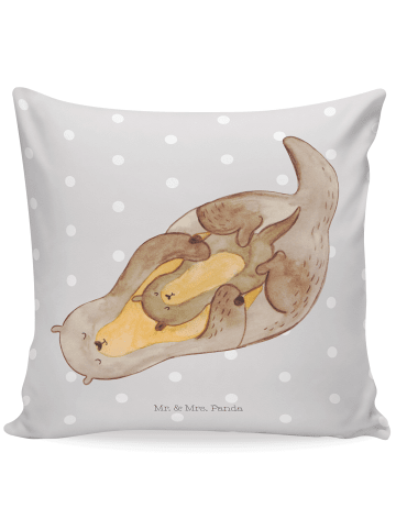 Mr. & Mrs. Panda Kuschel Kissen Otter Kind ohne Spruch in Grau Pastell