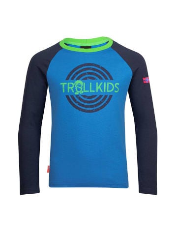 Trollkids Longsleeve "Preikestolen" in Mittelblau/Marineblau