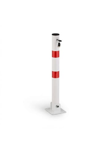 relaxdays Absperrpfosten in Weiß/ Rot - (B)15 x (H)65 x (T)13 cm