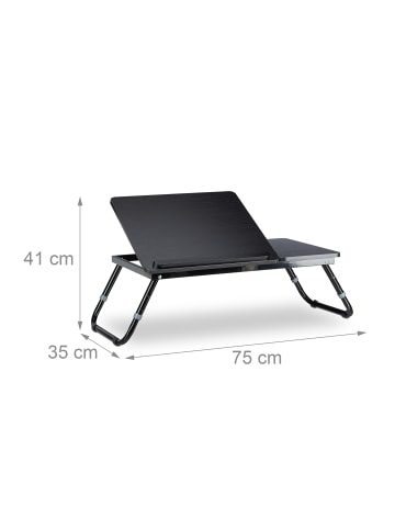 relaxdays Laptoptisch in Schwarz - (B)75 x (H)40 x (T)35 cm