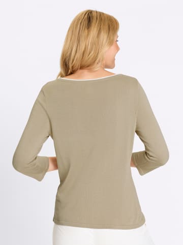 Sieh an! 3/4-Arm-Pullover in beige-weiß