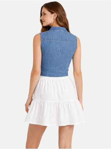 Noisy may Ärmellose Jeansbluse Knopfleiste Zierschleife in Hellblau