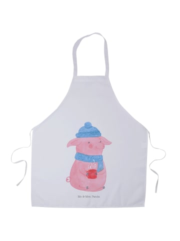 Mr. & Mrs. Panda Schürze Schwein Glühwein ohne Spruch in Weiß